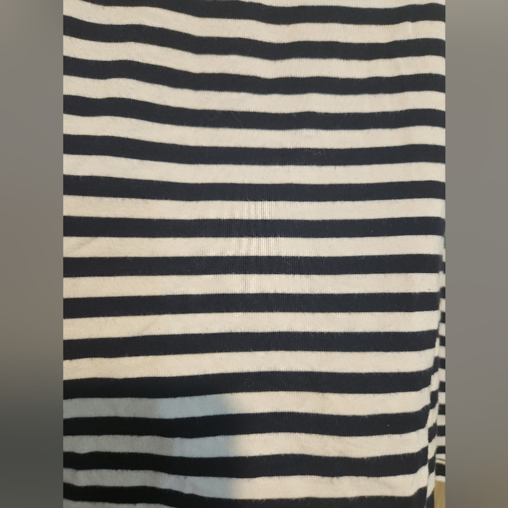 Talbots Black and White Striped Short Sleeve Top Size Large - Picture 3 of 4
